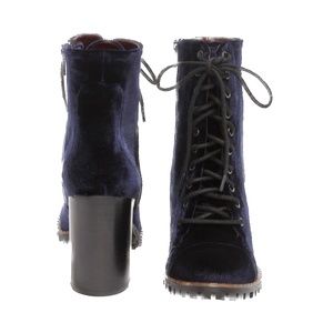 Report Signature "Allon" Navy Blue Velvet High Heel Booties, Size 6